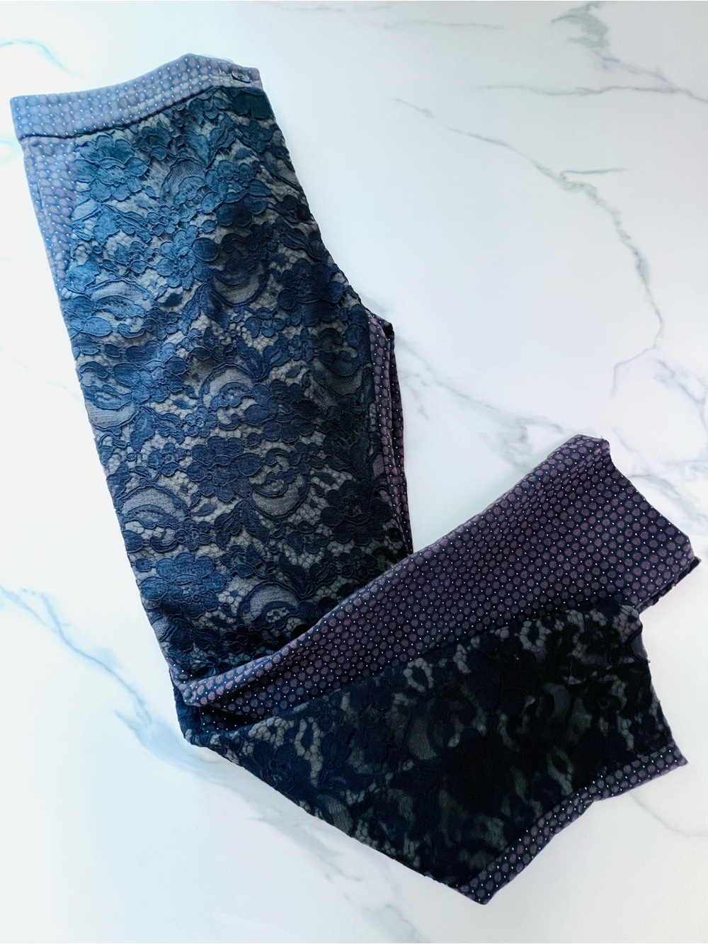 Archival Vintage ETRO Lace Overlay Straight Leg Trousers Contrasting Back